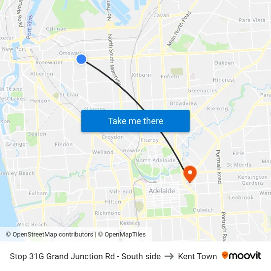 Stop 31G Grand Junction Rd - South side to Kent Town map