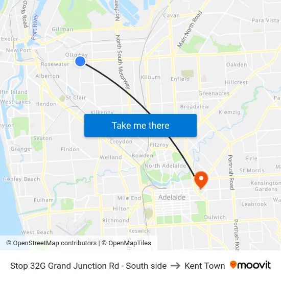 Stop 32G Grand Junction Rd - South side to Kent Town map
