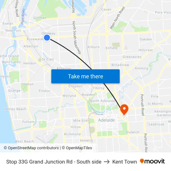 Stop 33G Grand Junction Rd - South side to Kent Town map