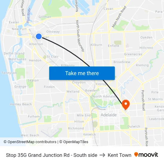 Stop 35G Grand Junction Rd - South side to Kent Town map