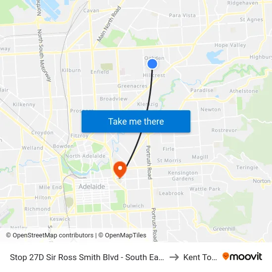 Stop 27D Sir Ross Smith Blvd - South East side to Kent Town map