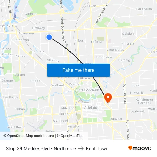 Stop 29 Medika Blvd - North side to Kent Town map