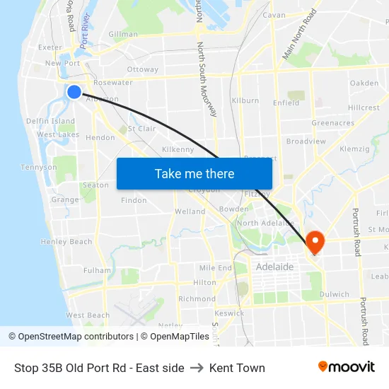 Stop 35B Old Port Rd - East side to Kent Town map