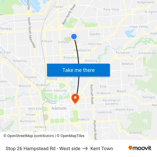 Stop 26 Hampstead Rd - West side to Kent Town map