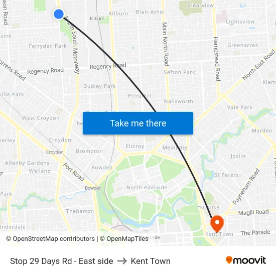 Stop 29 Days Rd - East side to Kent Town map