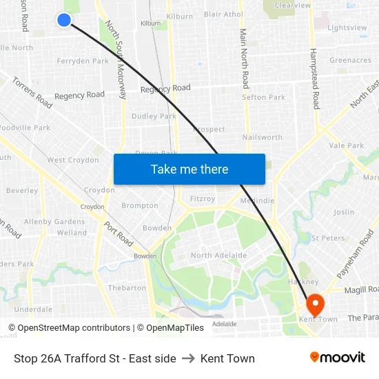 Stop 26A Trafford St - East side to Kent Town map