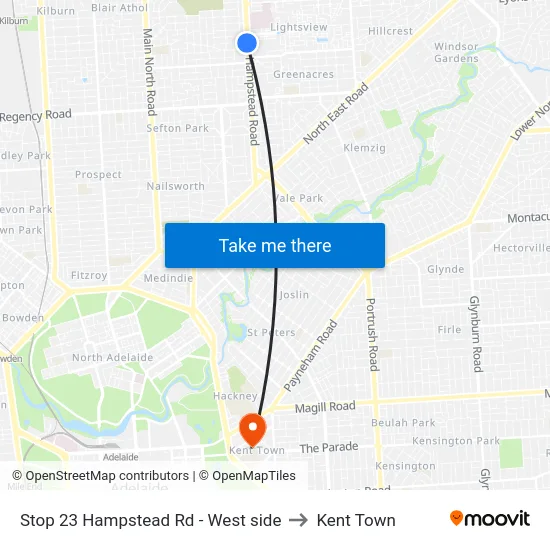 Stop 23 Hampstead Rd - West side to Kent Town map