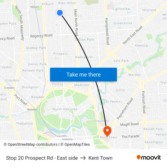 Stop 20 Prospect Rd - East side to Kent Town map