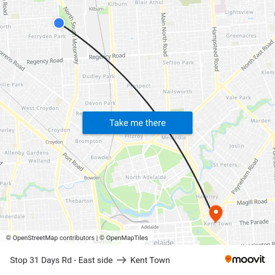 Stop 31 Days Rd - East side to Kent Town map