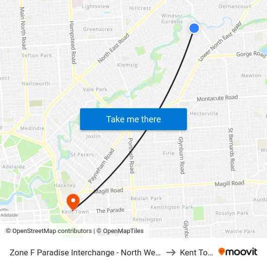 Zone F Paradise Interchange - North West side to Kent Town map