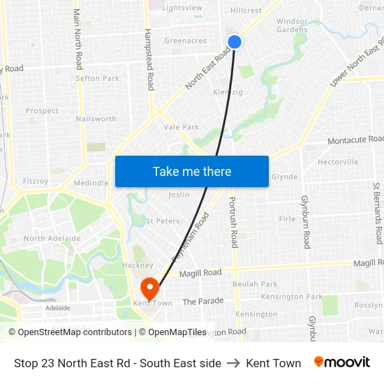 Stop 23 North East Rd - South East side to Kent Town map