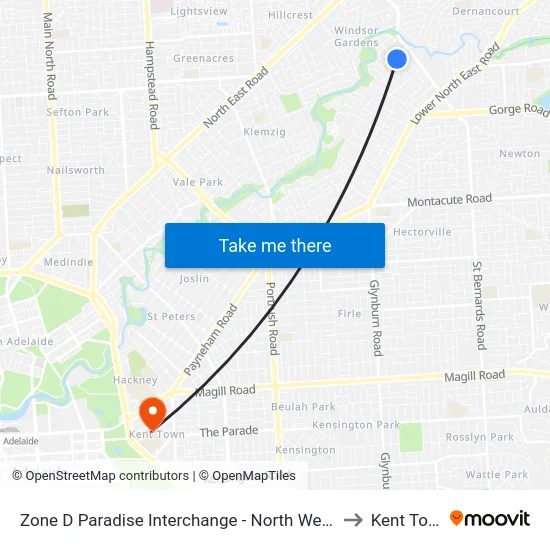 Zone D Paradise Interchange - North West side to Kent Town map