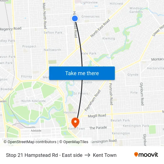 Stop 21 Hampstead Rd - East side to Kent Town map