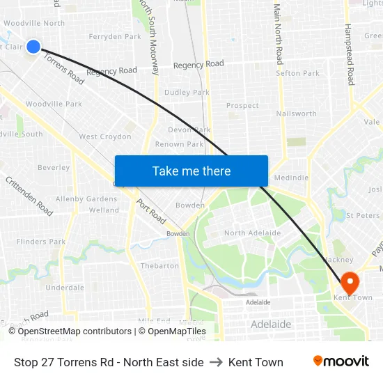 Stop 27 Torrens Rd - North East side to Kent Town map