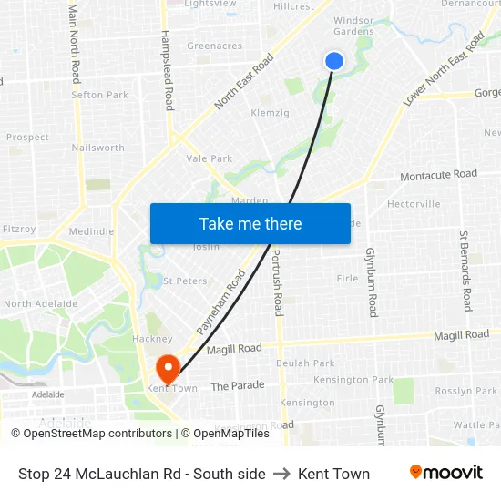 Stop 24 McLauchlan Rd - South side to Kent Town map