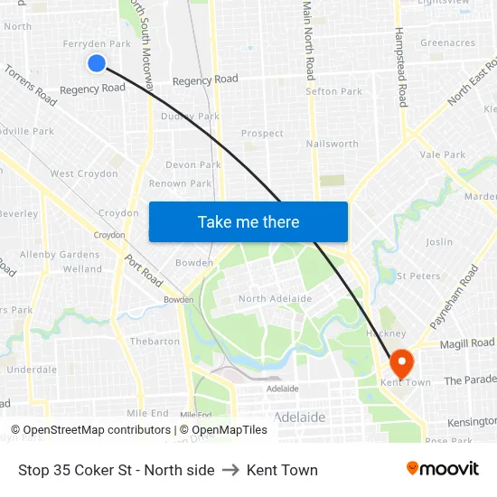 Stop 35 Coker St - North side to Kent Town map