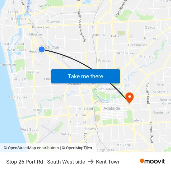 Stop 26 Port Rd - South West side to Kent Town map