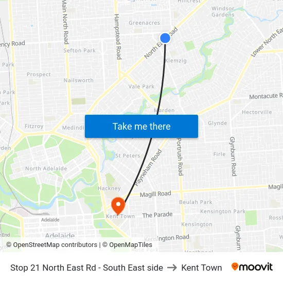 Stop 21 North East Rd - South East side to Kent Town map