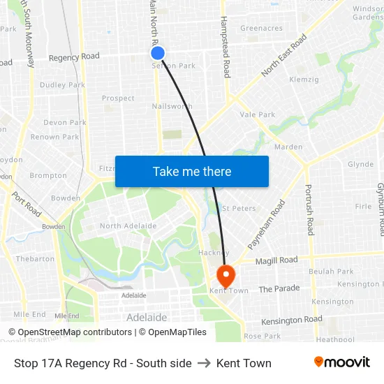 Stop 17A Regency Rd - South side to Kent Town map