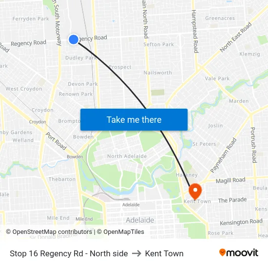 Stop 16 Regency Rd - North side to Kent Town map