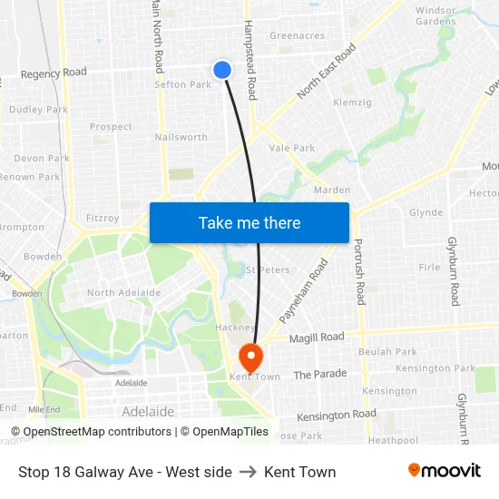 Stop 18 Galway Ave - West side to Kent Town map