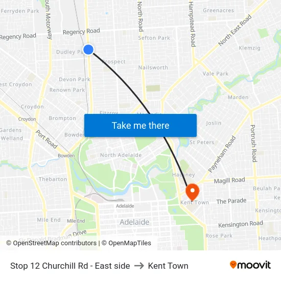 Stop 12 Churchill Rd - East side to Kent Town map