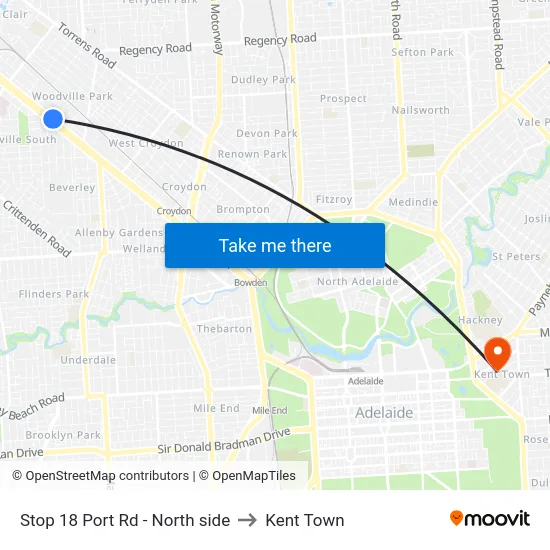 Stop 18 Port Rd - North side to Kent Town map