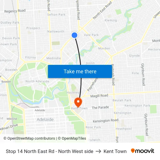 Stop 14 North East Rd - North West side to Kent Town map