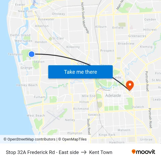 Stop 32A Frederick Rd - East side to Kent Town map