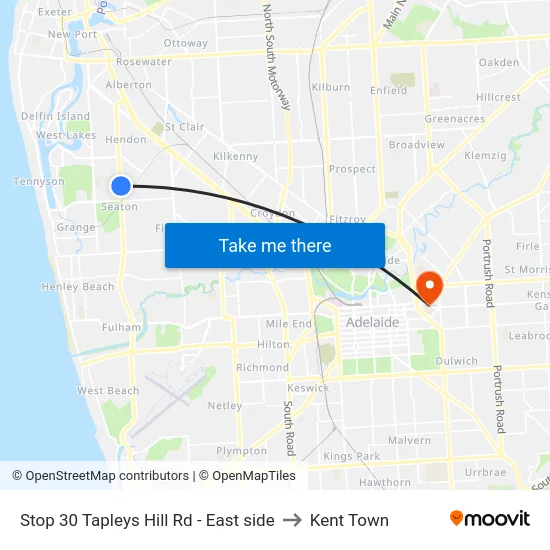 Stop 30 Tapleys Hill Rd - East side to Kent Town map