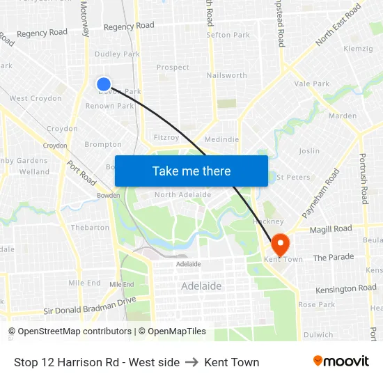 Stop 12 Harrison Rd - West side to Kent Town map