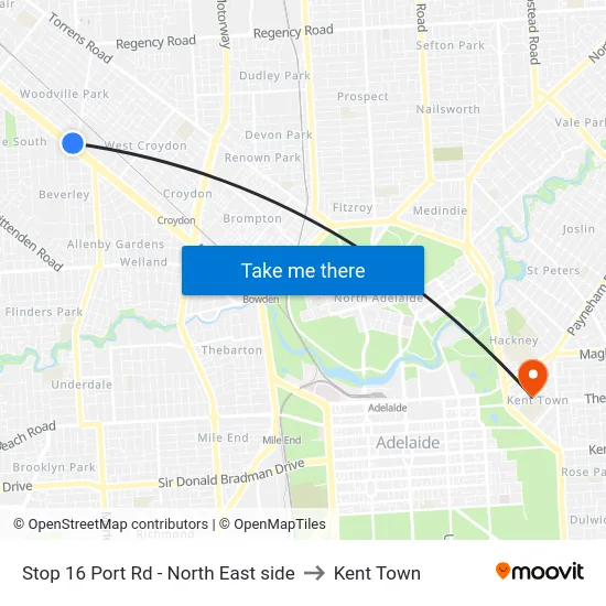 Stop 16 Port Rd - North East side to Kent Town map
