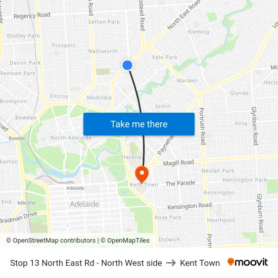 Stop 13 North East Rd - North West side to Kent Town map
