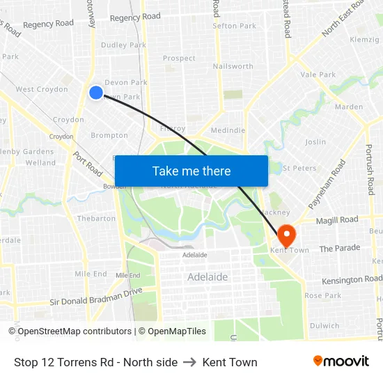 Stop 12 Torrens Rd - North side to Kent Town map