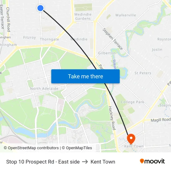 Stop 10 Prospect Rd - East side to Kent Town map