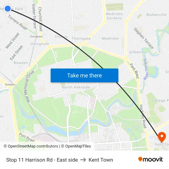 Stop 11 Harrison Rd - East side to Kent Town map