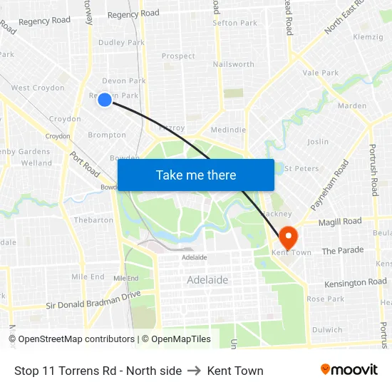 Stop 11 Torrens Rd - North side to Kent Town map
