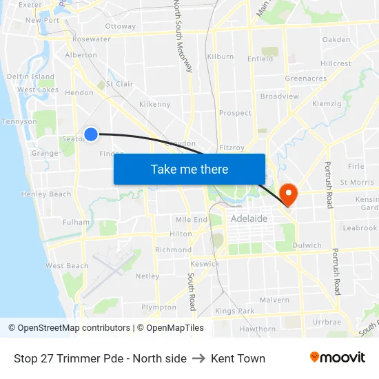 Stop 27 Trimmer Pde - North side to Kent Town map