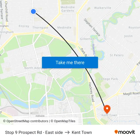 Stop 9 Prospect Rd - East side to Kent Town map