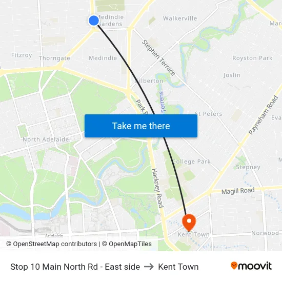 Stop 10 Main North Rd - East side to Kent Town map