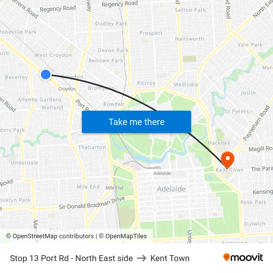 Stop 13 Port Rd - North East side to Kent Town map