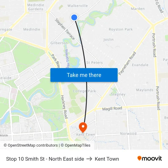 Stop 10 Smith St - North East side to Kent Town map