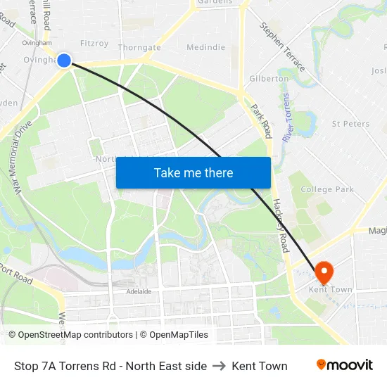 Stop 7A Torrens Rd - North East side to Kent Town map