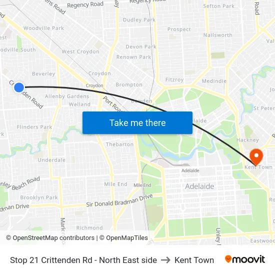 Stop 21 Crittenden Rd - North East side to Kent Town map