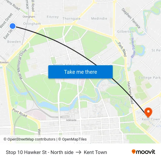 Stop 10 Hawker St - North side to Kent Town map