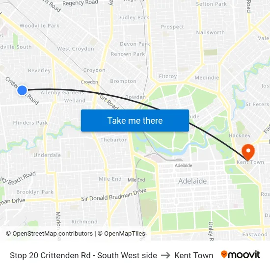 Stop 20 Crittenden Rd - South West side to Kent Town map