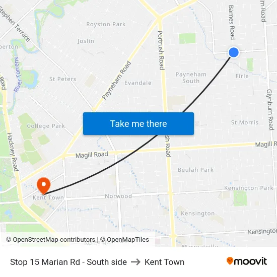 Stop 15 Marian Rd - South side to Kent Town map
