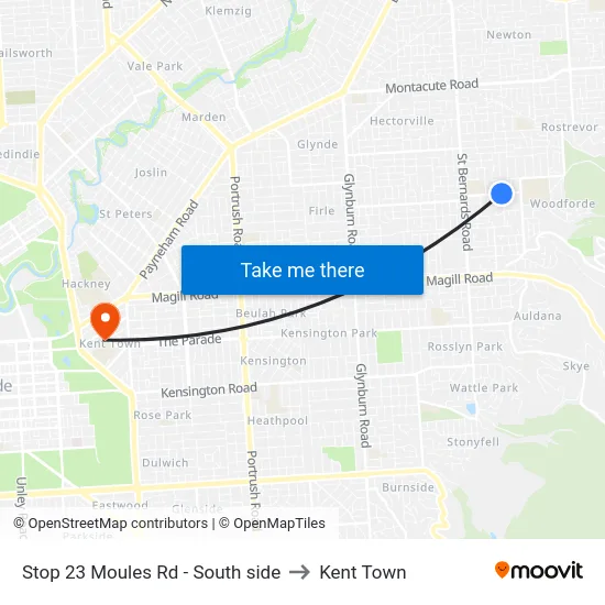 Stop 23 Moules Rd - South side to Kent Town map
