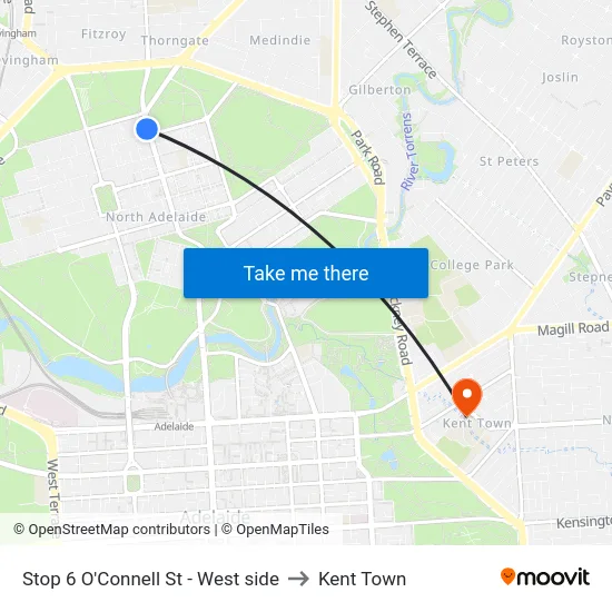 Stop 6 O'Connell St - West side to Kent Town map