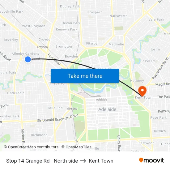Stop 14 Grange Rd - North side to Kent Town map